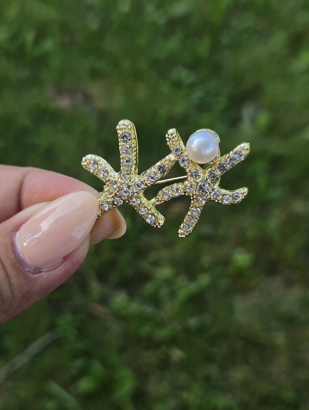 Starfish Cultured Pearl Brooch/Pin